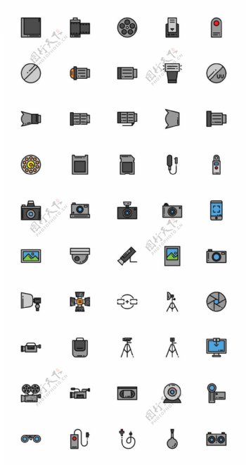 50枚摄影器材图标sketch素材