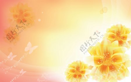 中式渲染花朵日光移门画