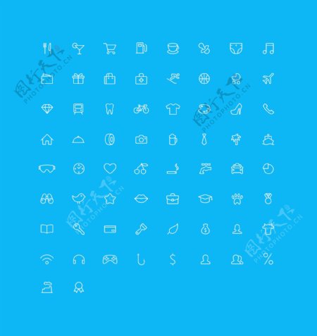 66个线性生活icon图标设计