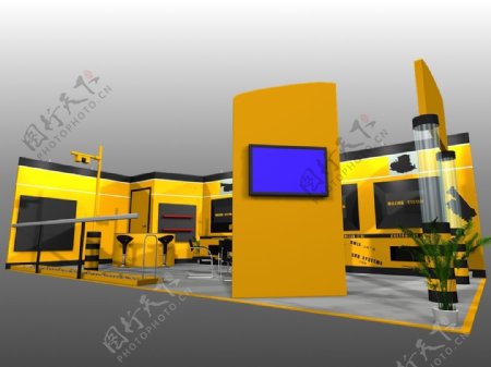 黄色风格展厅模型