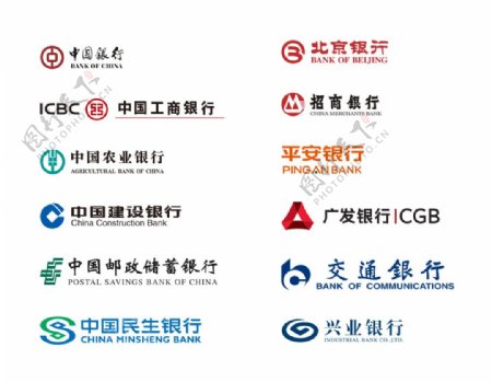 12枚中国热门银行标志sketch素材