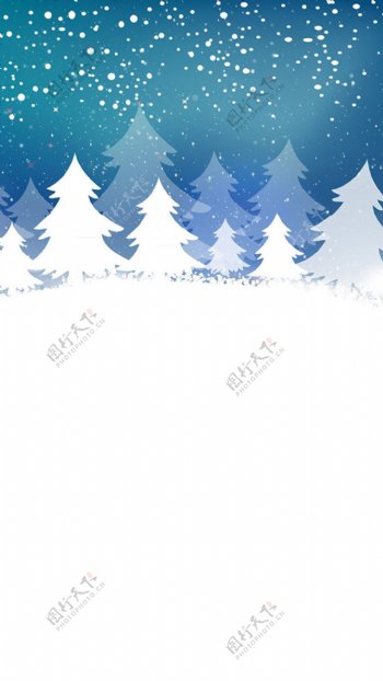 白色雪花树林H5背景素材