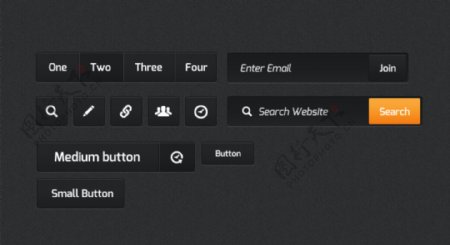 网页黑色搜索框按钮图标素材