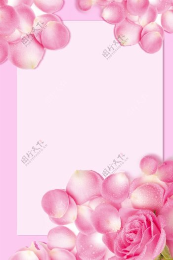 粉色玫瑰七夕广告海报背景
