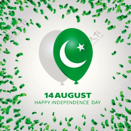 巴基斯坦独立日设计与气球