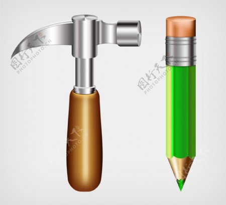 网页彩色工具铅笔设置图标设计