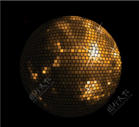 金色立体圆形水晶球