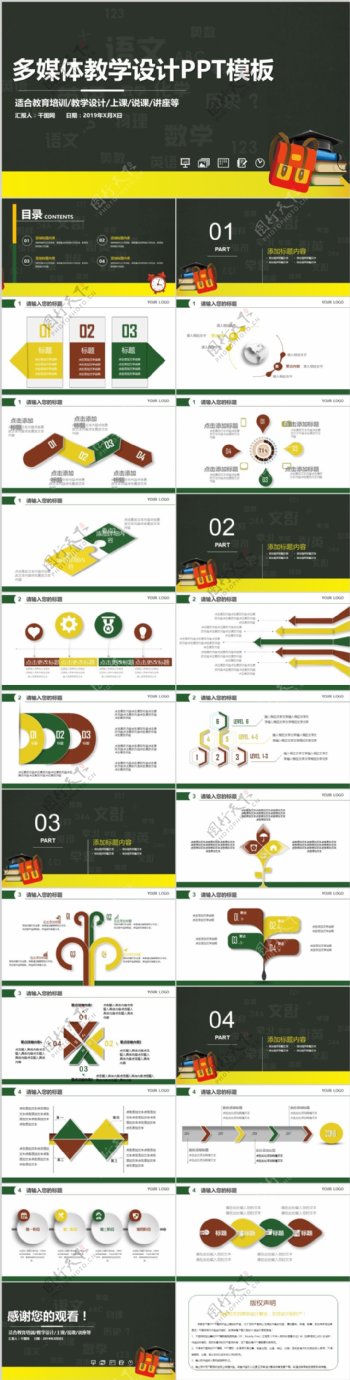 学校教育多媒体公开课教学设计PPT模板