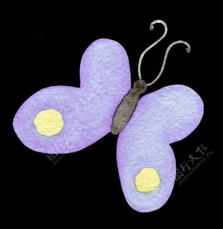 手绘卡通淡紫色蝴蝶透明装饰图案