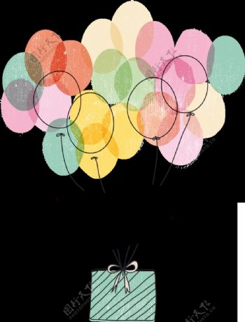 手绘水彩气球素材图片