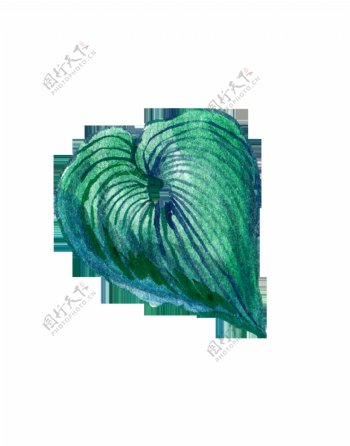 手绘绿色植物卡通透明水彩素材