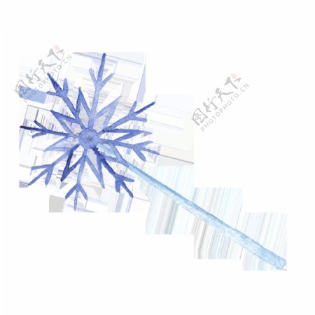 蓝色雪花卡通雪透明素材