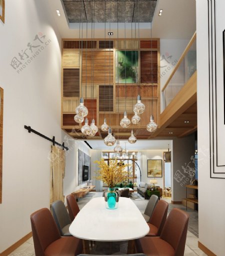 现代时尚客厅灯泡造型吊顶室内装修效果图