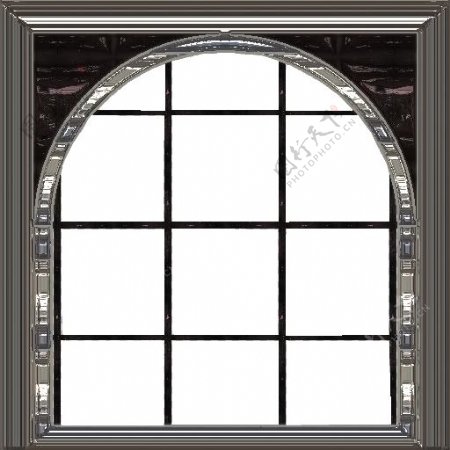 欧式拱形格子透明窗PNG元素