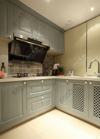 欧式简约风室内设计厨房效果图源文件