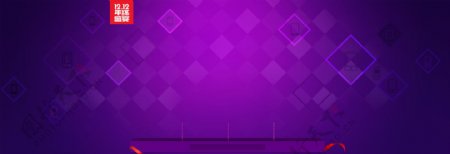 唯美紫色几何三角banner背景素材