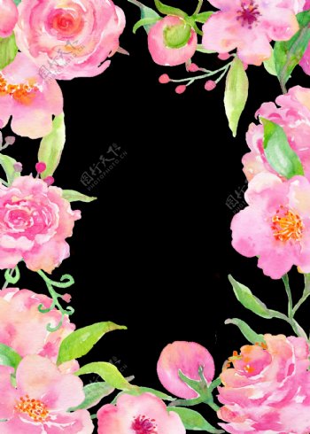 粉色正方形花卉卡通透明素材