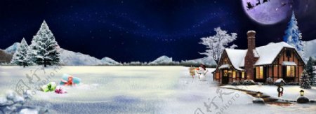 浪漫圣诞节雪夜背景