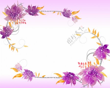 创意紫色花朵装饰画素材