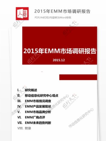 2015年EMM市场调研报告内容格式