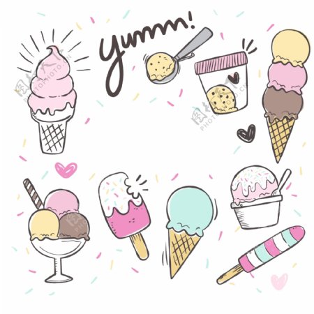 卡通手绘风格冰淇淋甜筒