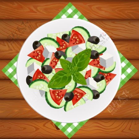 清爽的蔬菜水果沙拉插画