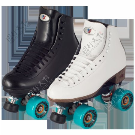 黑白两色溜冰鞋免抠png透明素材