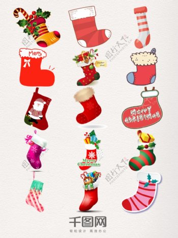 彩色圣诞节袜子元素素材