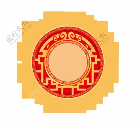 中国风古代花纹框架png透明素材