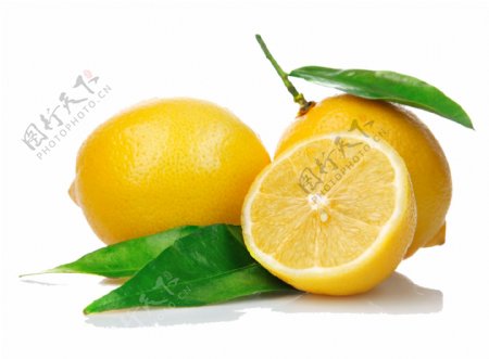 绿叶黄色柠檬免抠psd透明素材
