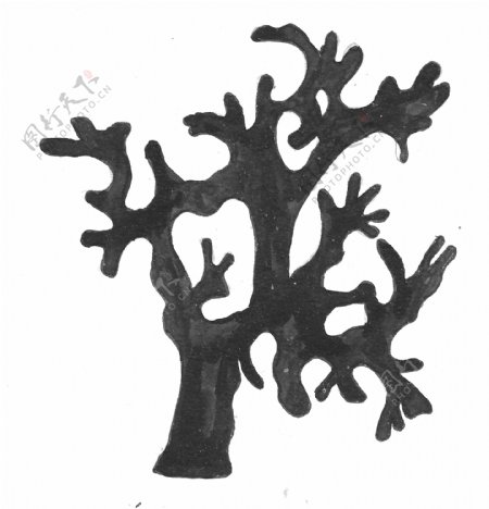 黑色干枯树枝卡通透明素材