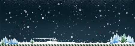 白色雪花冬季banner背景素材
