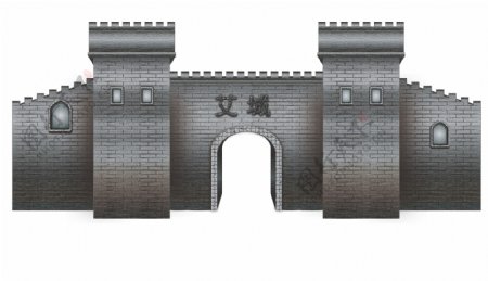 古代灰色城门城墙