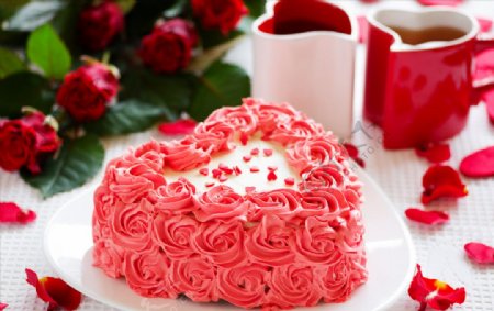 心型奶油玫瑰蛋糕