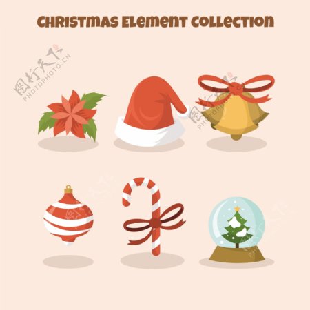 6种卡通圣诞装饰元素