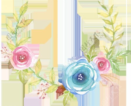 多彩花卉透明装饰素材