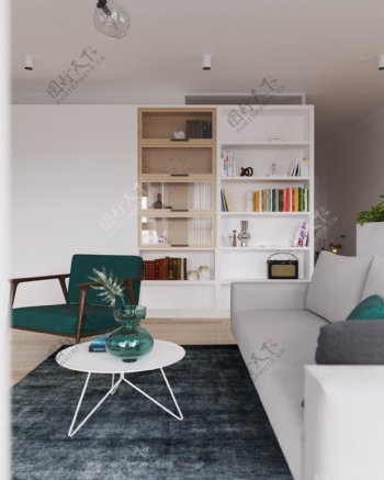 现代精致特色客厅浅灰色长沙发室内装修图