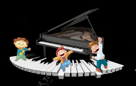 简约卡通儿童钢琴元素