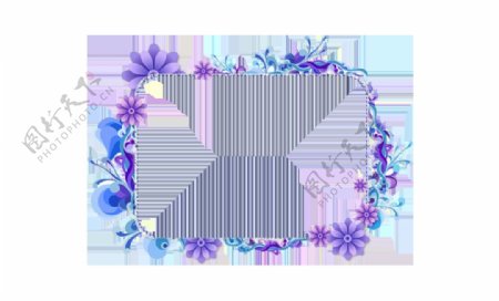 卡通紫色花朵边框png元素