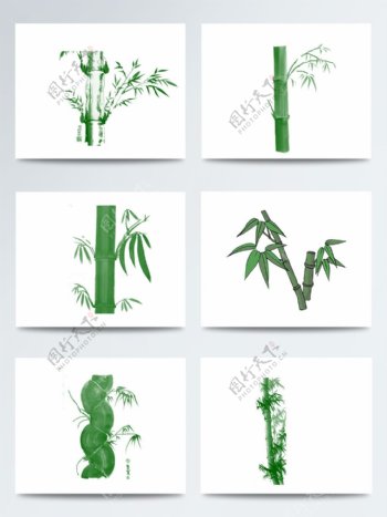 卡通手绘绿色竹子竹叶PNG广告设计元素