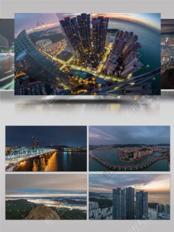 韩国首尔釜山城市景观延夜景灯光延时摄影