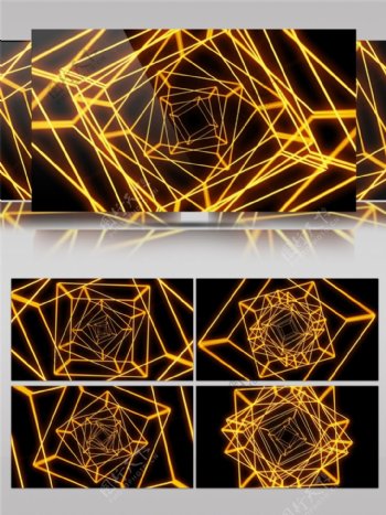 立体黄光方形动态视频素材