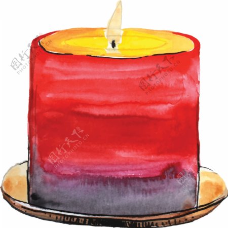 手绘一个点燃的蜡烛透明素材卡通