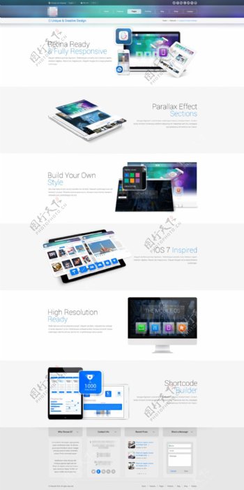 蓝色的企业科技商务创意网站界面展示