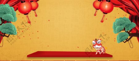 2018新春欢乐喜庆红色背景海报图