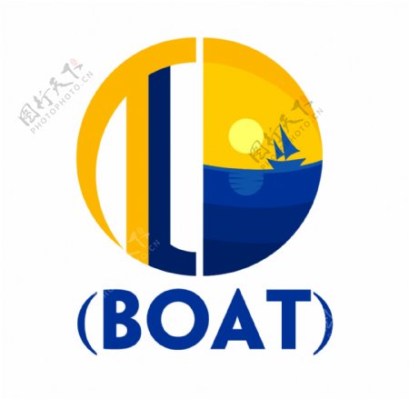 2018蓝色黄色船配图印刷logo