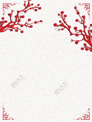 矢量中国风古典剪纸梅花背景