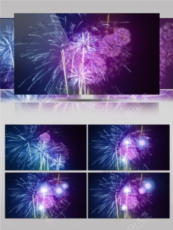 紫色光束烟花动态视频素材