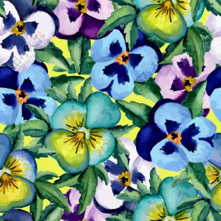 水彩绘蓝色花朵纹理
