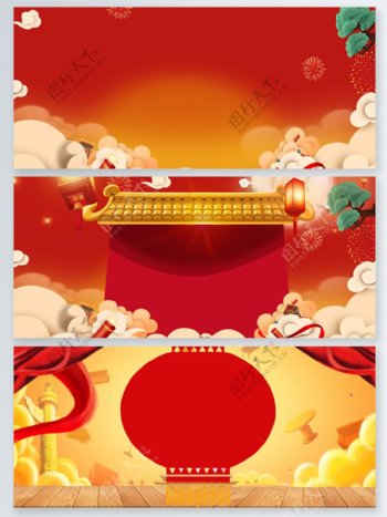 红色新年中国喜庆背景